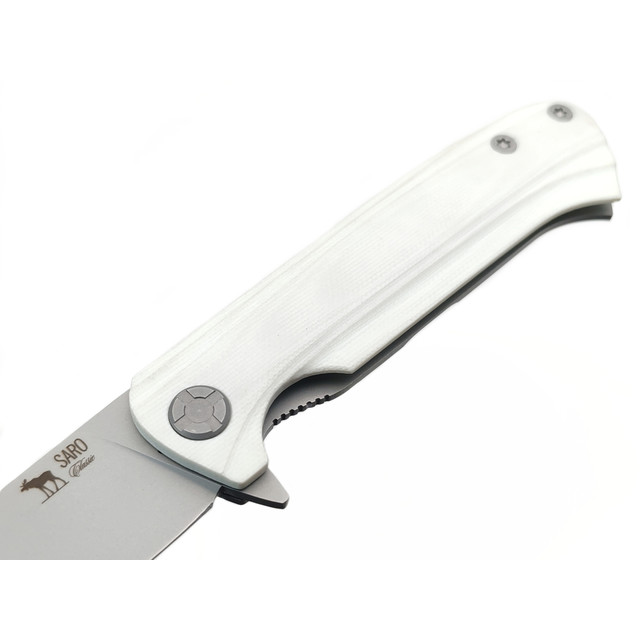 Saro нож Чиж Next сталь Elmax, рукоять G10 white