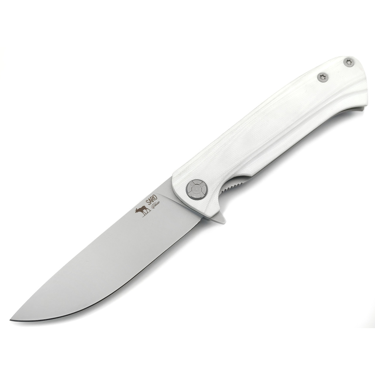 Saro нож Чиж Next сталь K110, рукоять G10 white