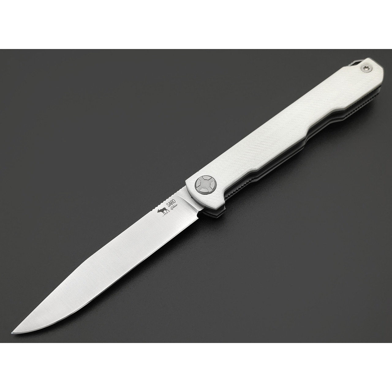 Saro нож Авиационный Single сталь Elmax, рукоять G10 white