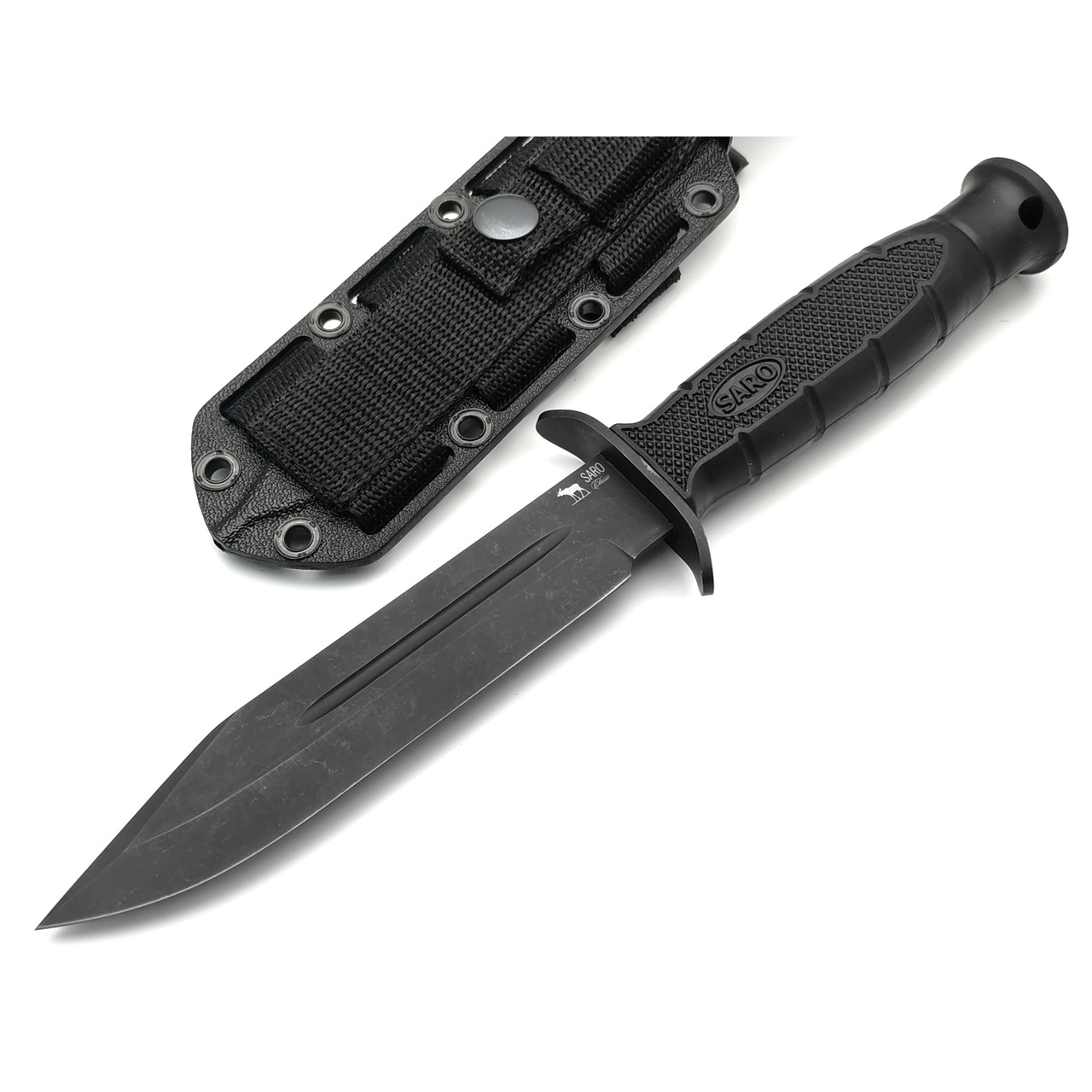 Saro нож НР-2000 черный, сталь 65Г, рукоять резина