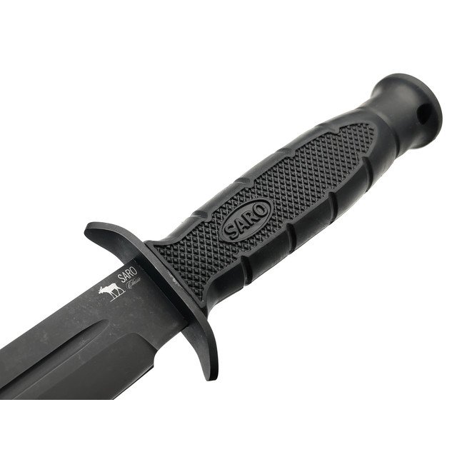 Saro нож НР-2000 черный, сталь 65Г, рукоять резина
