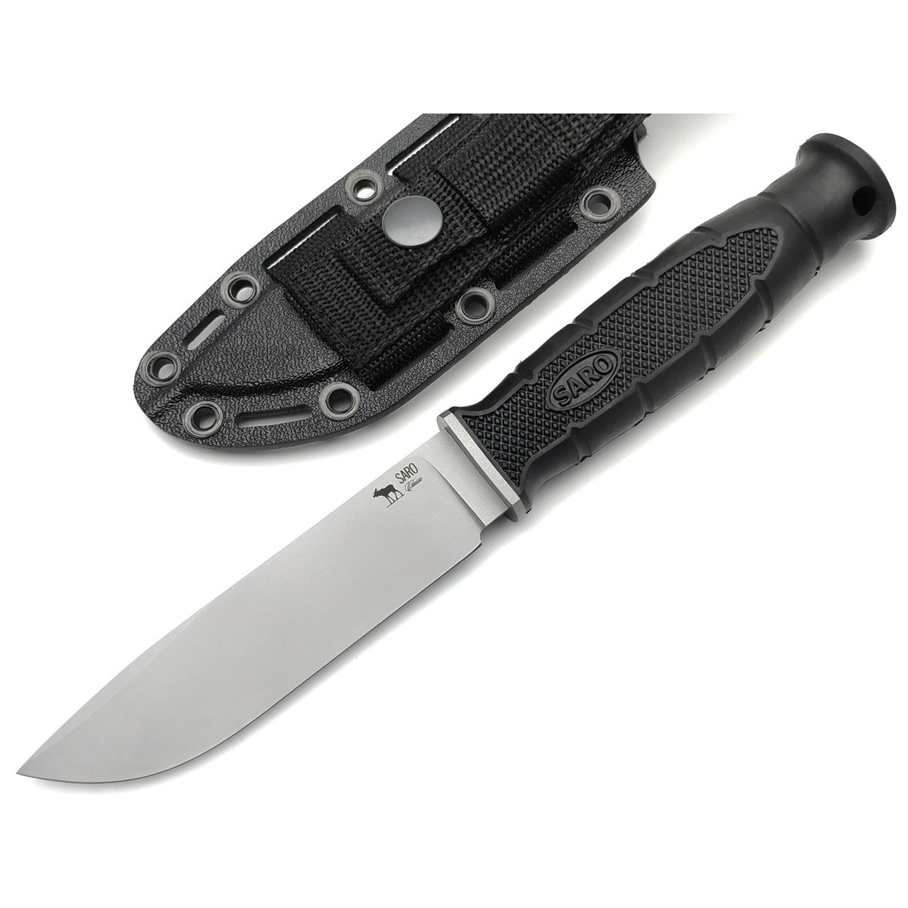 Saro нож Финский сталь Aus-6 bead-blast, рукоять черная резина