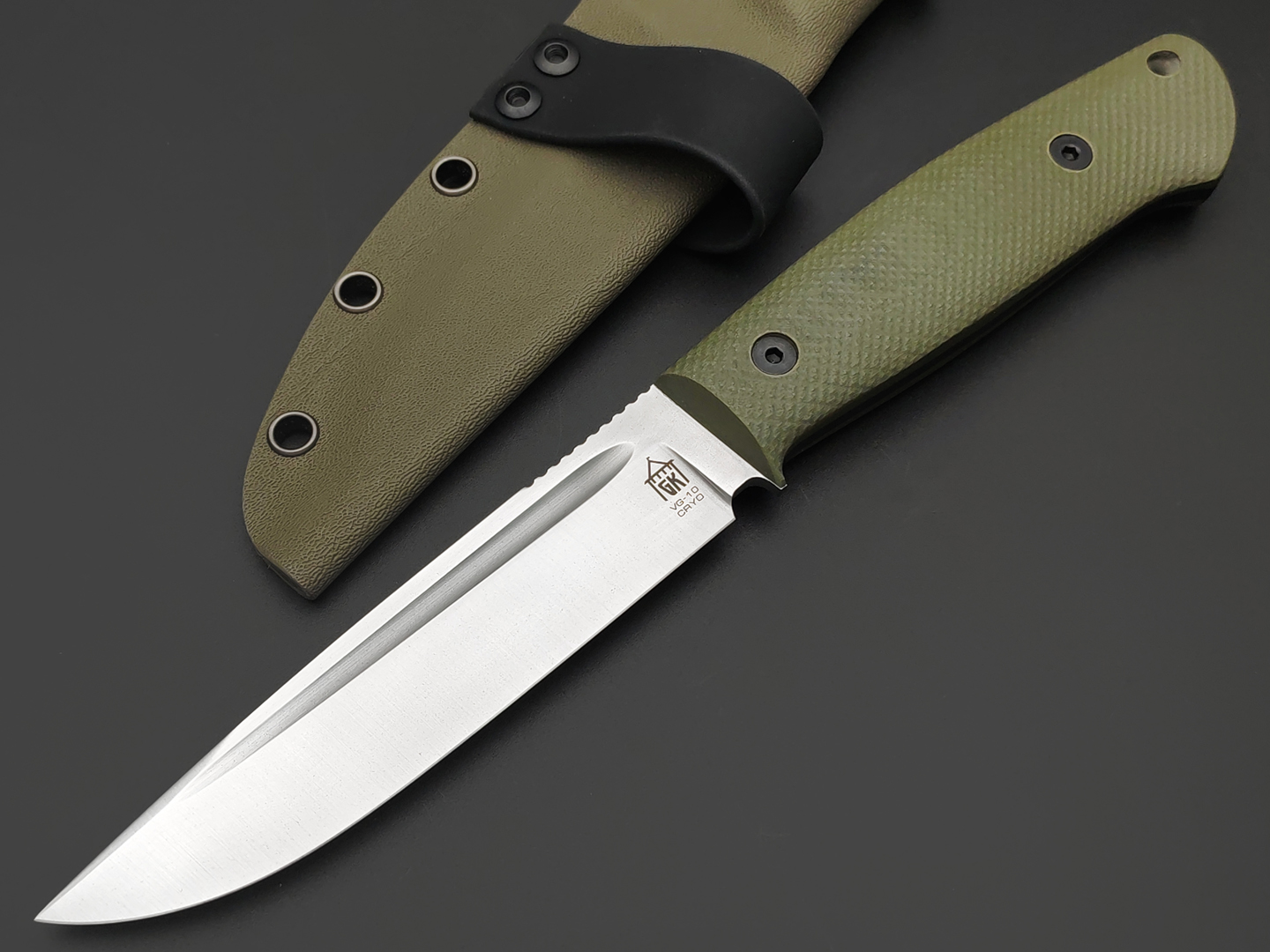 Град Горький нож Тигр сталь VG-10 satin, рукоять G10 olive & black