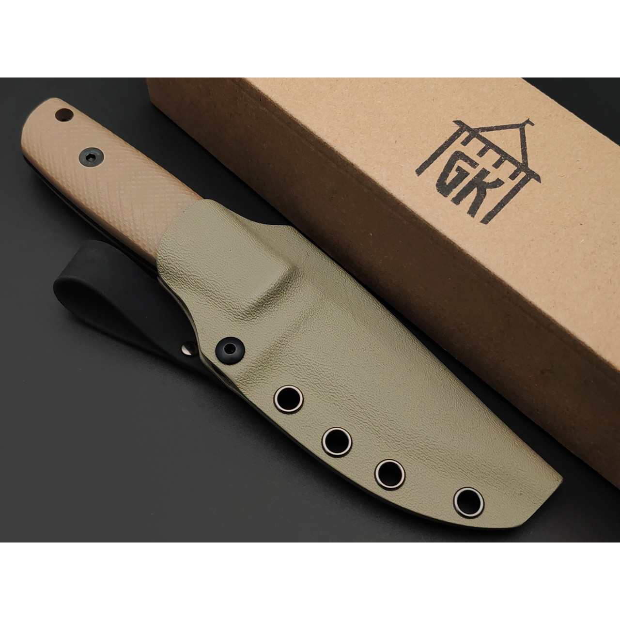 Град Горький нож Техно-Томми сталь VG-10 satin, спуски ромб, рукоять G10 tan & black