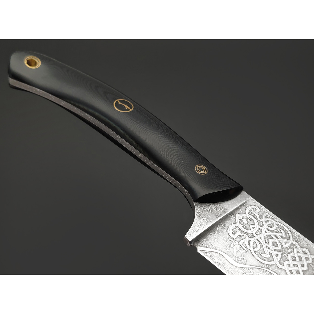 Волчий Век нож Пчак Custom сталь N690 WA худ. травление, рукоять G10, мозаичные пины