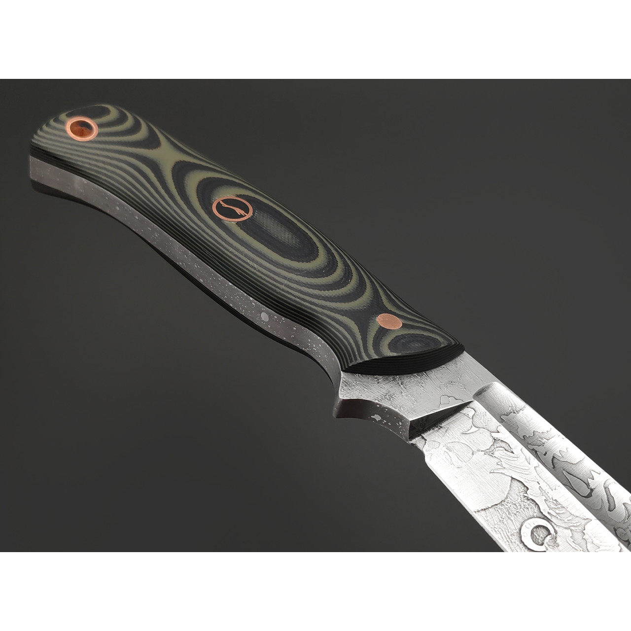 Волчий Век нож ДБ Custom Orc Edition сталь 1.4116 WA худ. травление, рукоять G10, медь