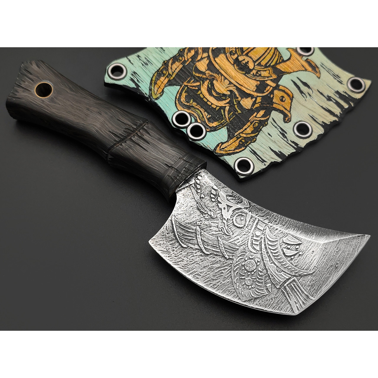 Волчий Век нож Мёртвый Самурай сталь PGK WA худ. травление, рукоять Carbon fiber gold