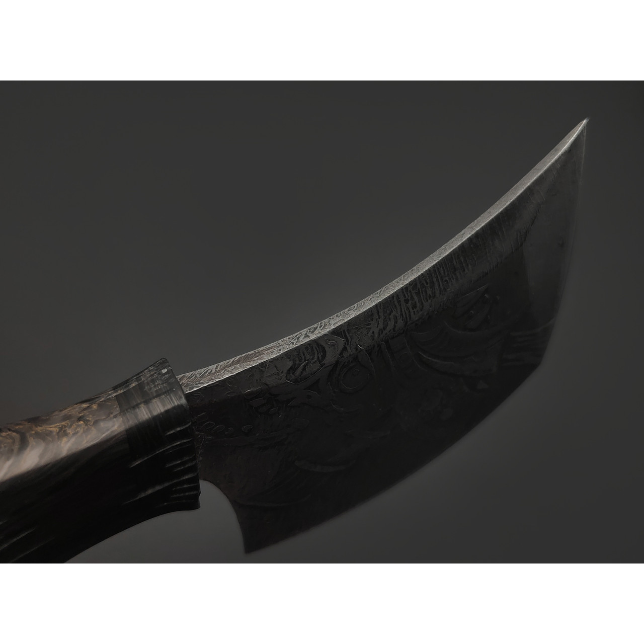 Волчий Век нож Мёртвый Самурай сталь PGK WA худ. травление, рукоять Carbon fiber gold