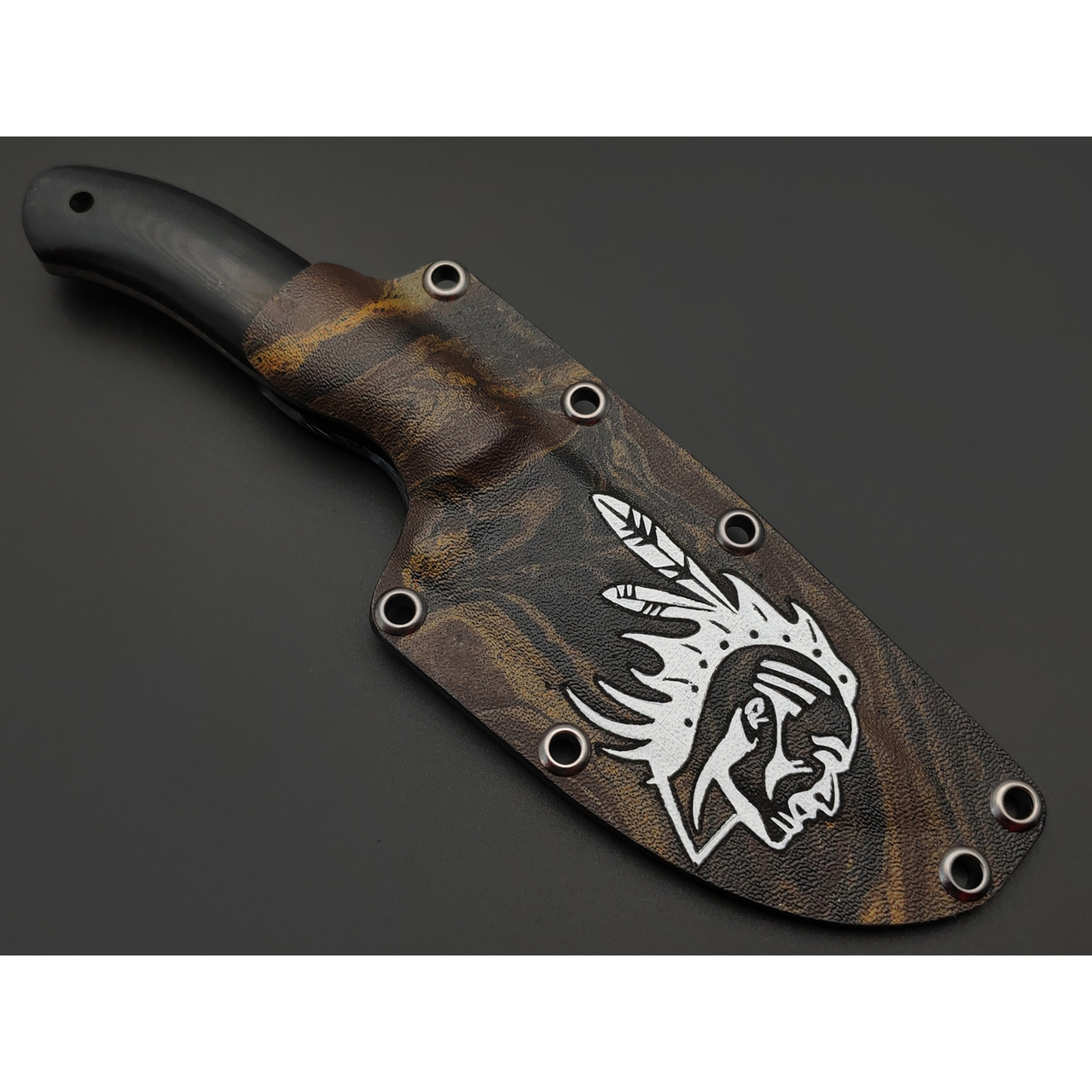 Волчий Век нож Mark-I Custom Восставшая Резервация сталь PGK WA худ. травление, рукоять G10, айронвуд, карбон