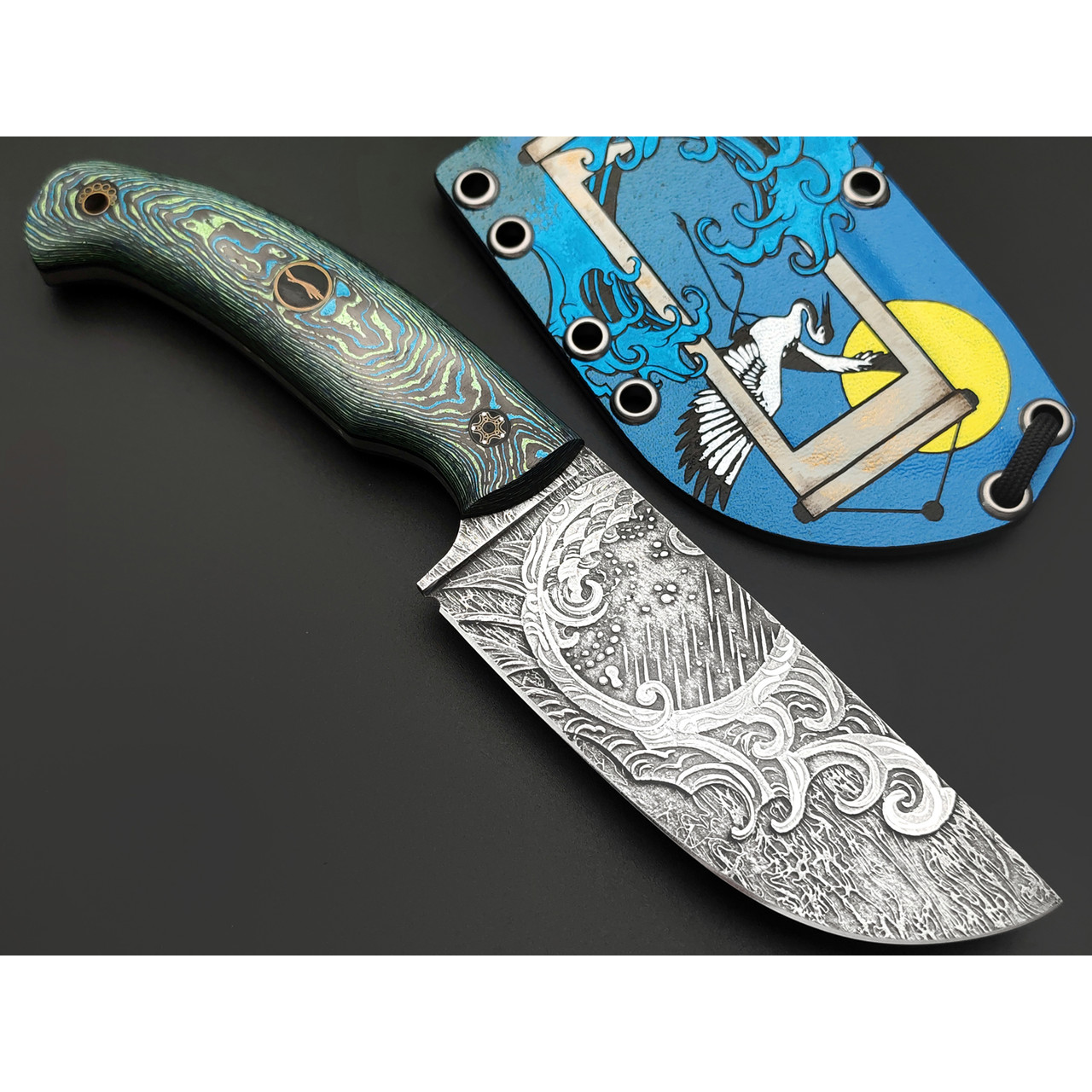 Волчий Век нож Шихан Custom Хокусай Edition сталь PGK WA, рукоять Carbon fiber laminate, G10