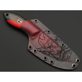 Волчий Век нож МасичЬка Custom Angry Orc Edition сталь N690 WA, рукоять Carbon fiber, G10 red