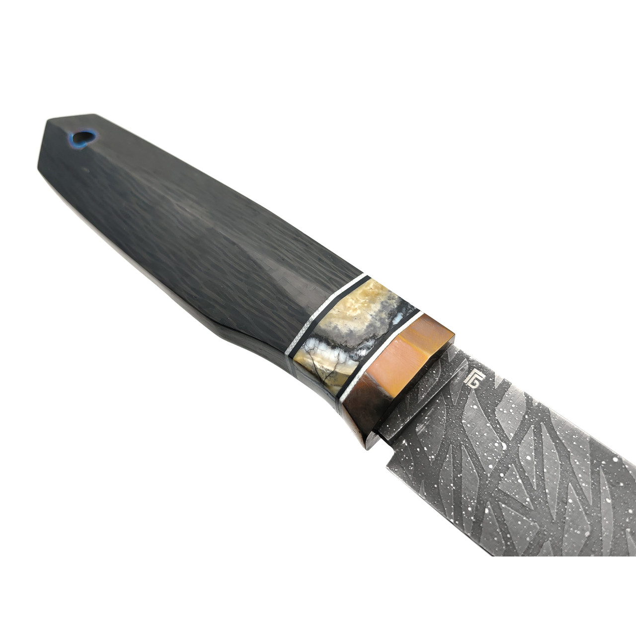 Богдан Гоготов нож NBG-76 сталь RWL-34, рукоять Carbon fiber, зуб мамонта, titanium
