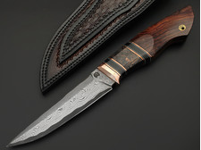 Кузница Васильева нож НЛВ177 ламинат CPM S90V, рукоять Дерево айронвуд, carbon fiber Chaotic Copper, мокумэ-ганэ, медь, карболит