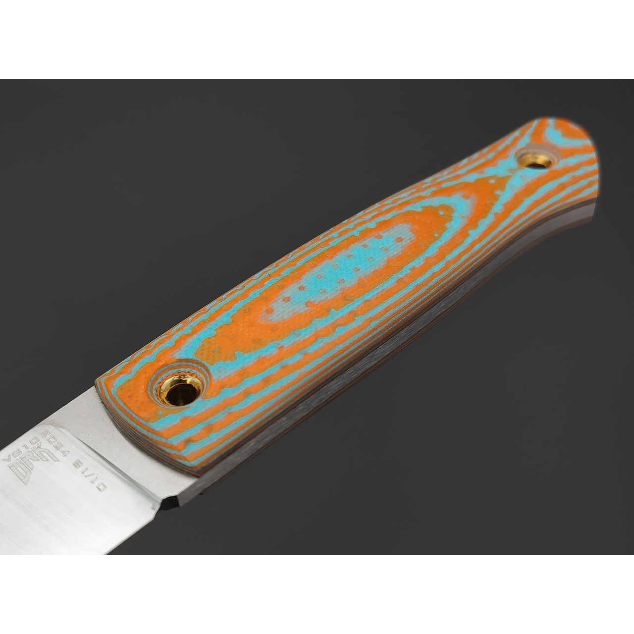 BRK нож Финка сталь VG-10 satin, рукоять G10 mint & orange