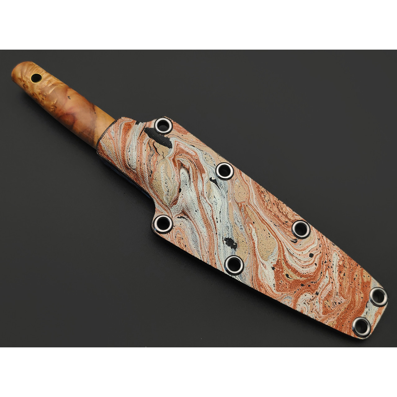 Волчий Век нож Сечень Custom сталь Magnacut WA, рукоять Дерево ясень, carbon fiber gold, латунь