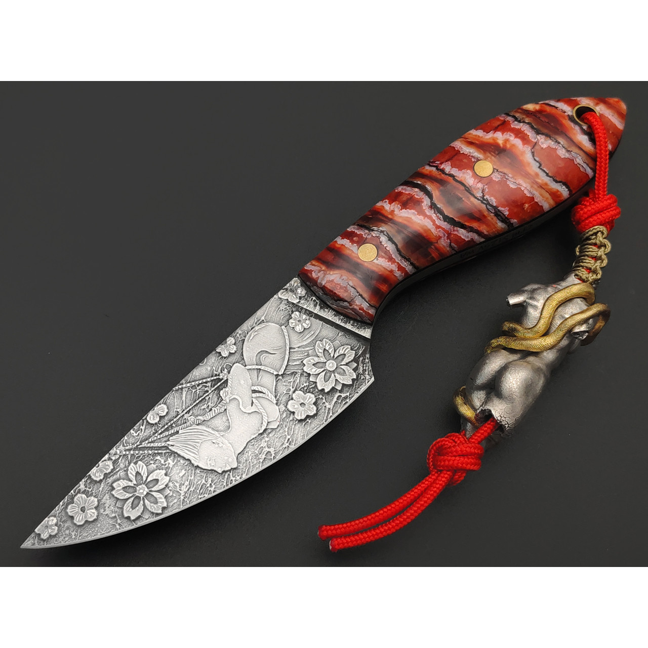 Волчий Век нож МасичЬка Custom Shibari Vibe сталь CPM S125V WA, рукоять Зуб мамонта, G10, латунь