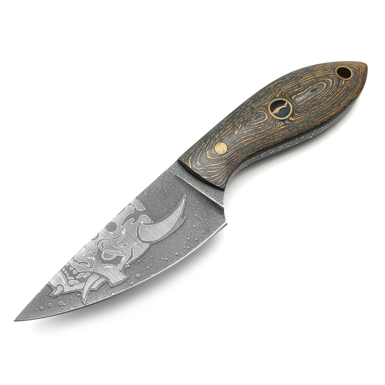 Волчий Век нож МасичЬка Мини Custom сталь Magnacut WA, рукоять Carbon fiber laminate, латунь