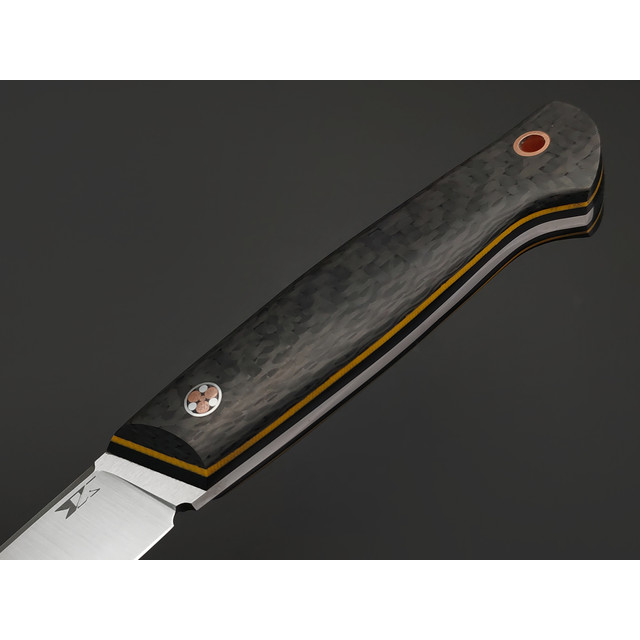 7 ножей нож Клык большой сталь PGK satin, рукоять Carbon fiber, G10 yellow & black