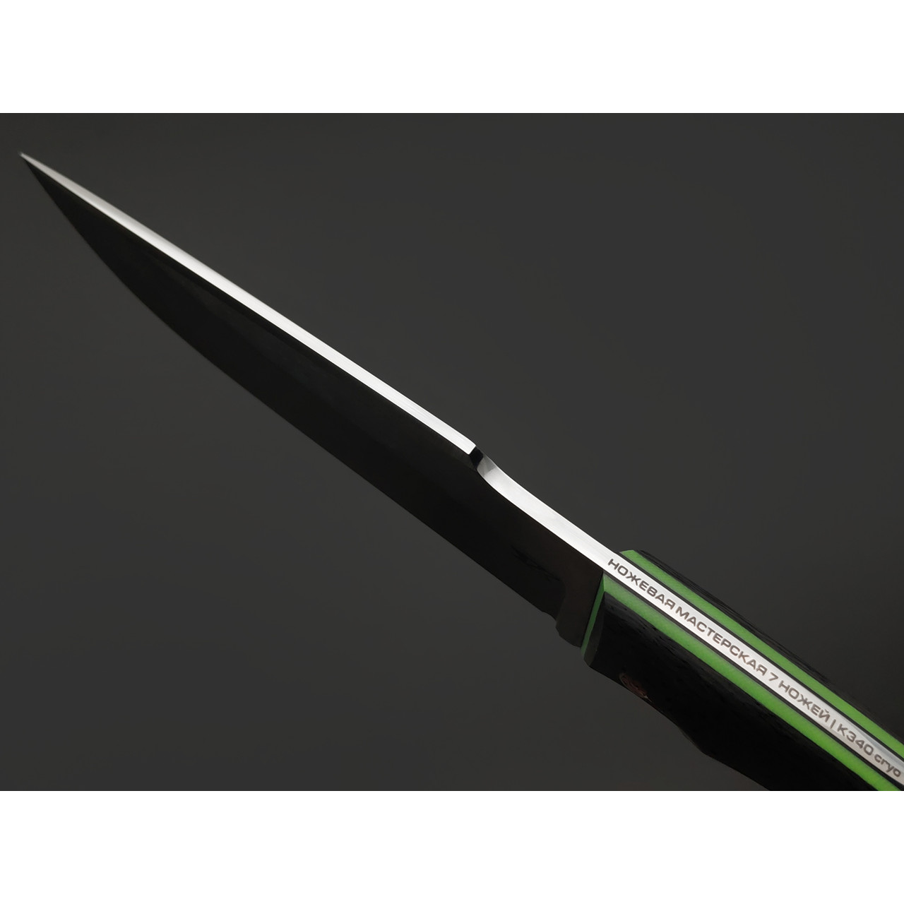 7 ножей нож Беркут малый сталь K340 satin, рукоять Carbon fiber, G10 green