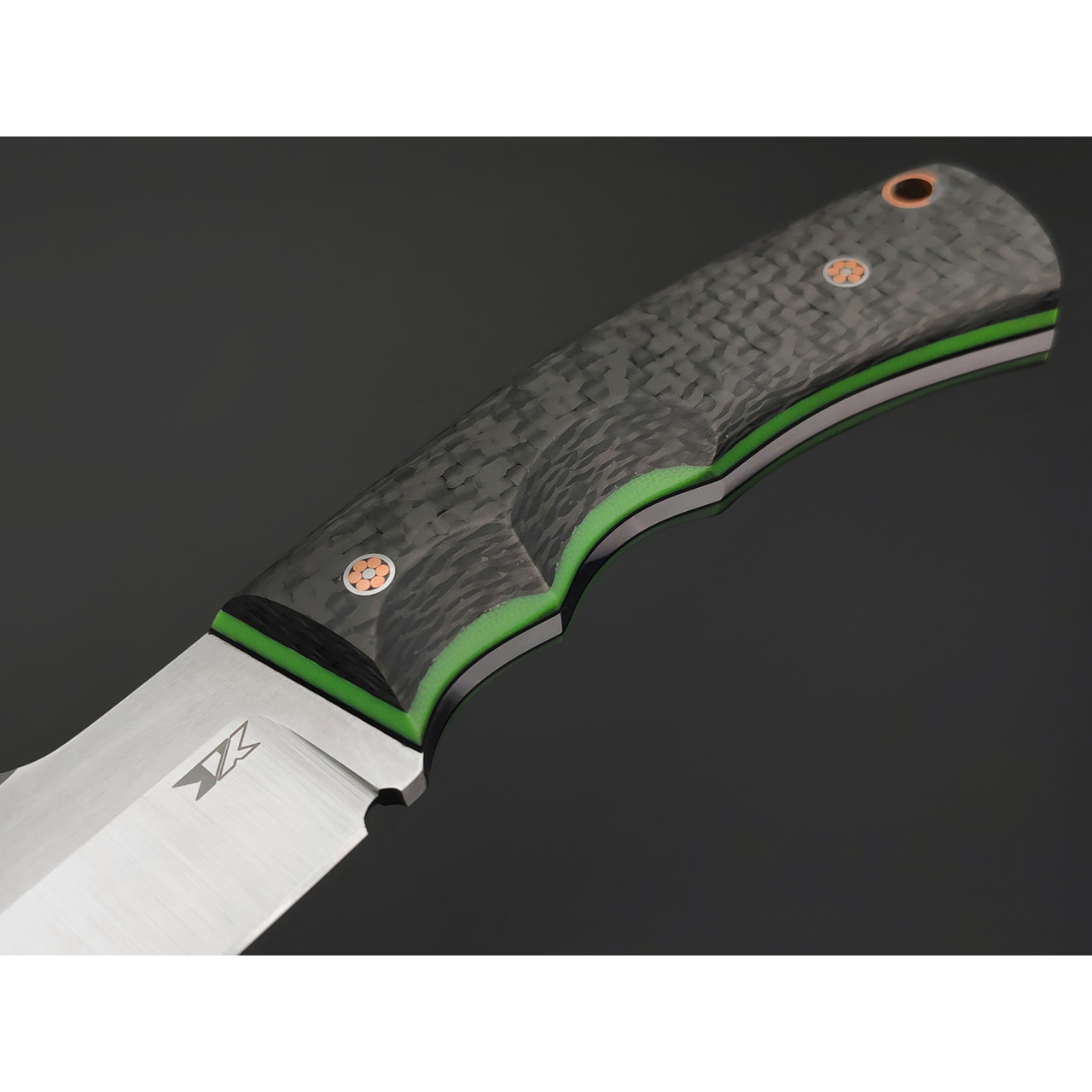 7 ножей нож Беркут малый сталь K340 satin, рукоять Carbon fiber, G10 green