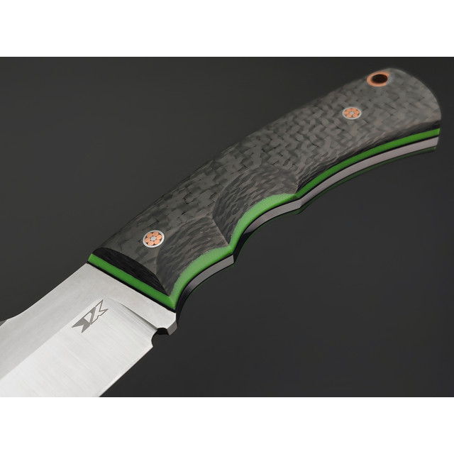 7 ножей нож Беркут малый сталь K340 satin, рукоять Carbon fiber, G10 green