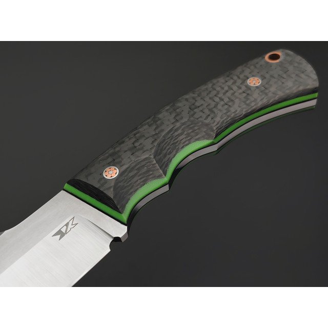 7 ножей нож Беркут малый сталь K340 satin, рукоять Carbon fiber, G10 green