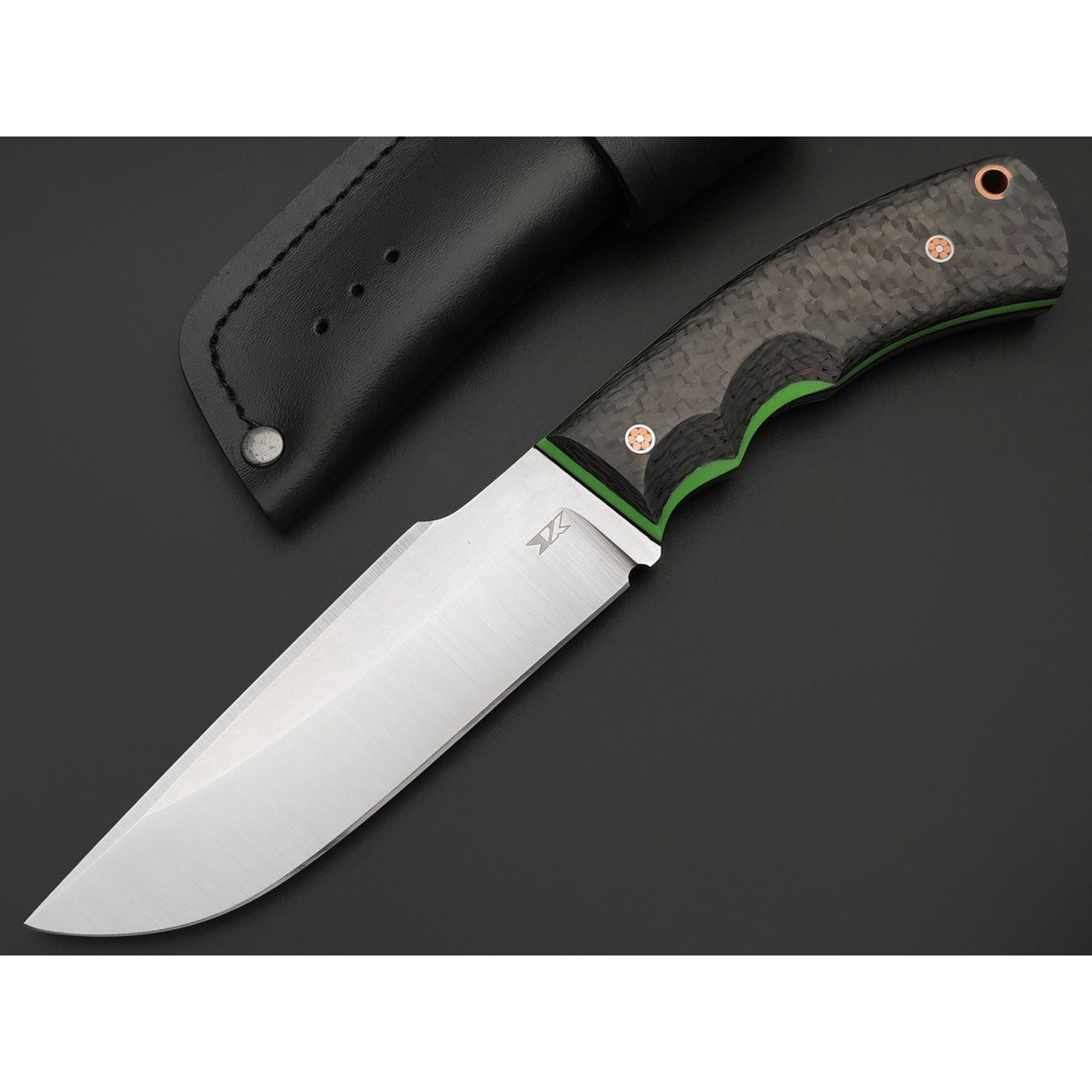 7 ножей нож Беркут малый сталь K340 satin, рукоять Carbon fiber, G10 green