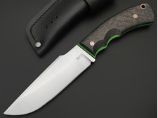 7 ножей нож Беркут малый сталь K340 satin, рукоять Carbon fiber, G10 green