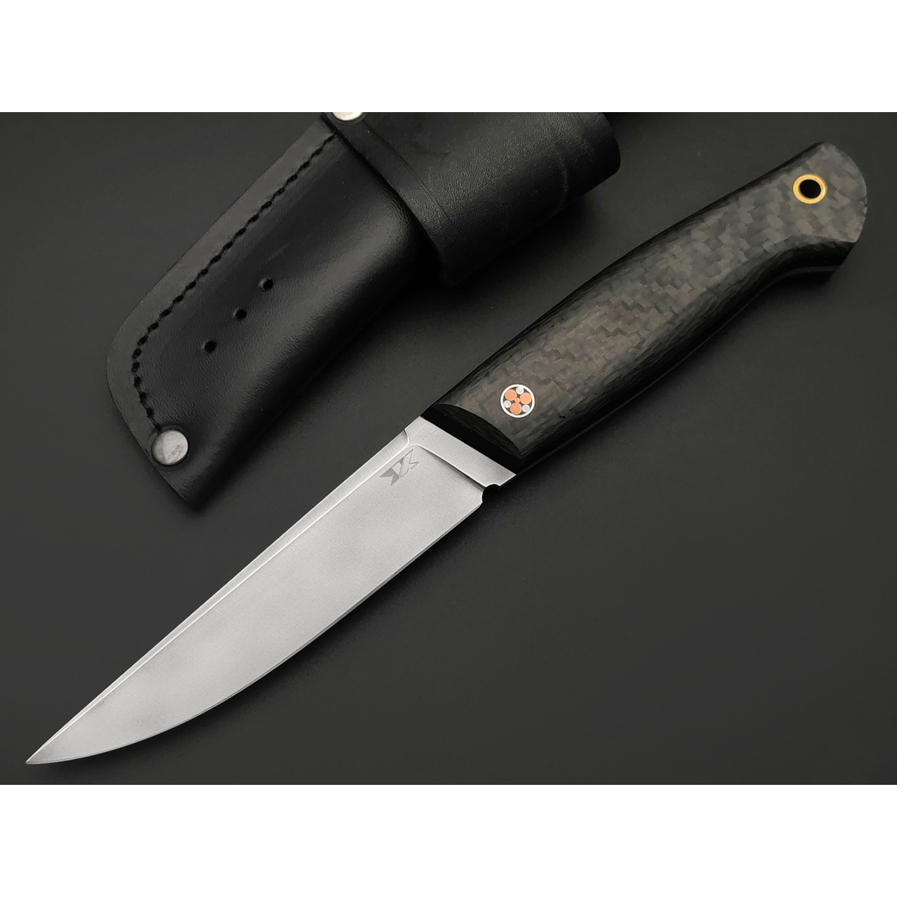 7 ножей нож Клык большой сталь Aus-10Co satin, рукоять Carbon fiber, G10 black