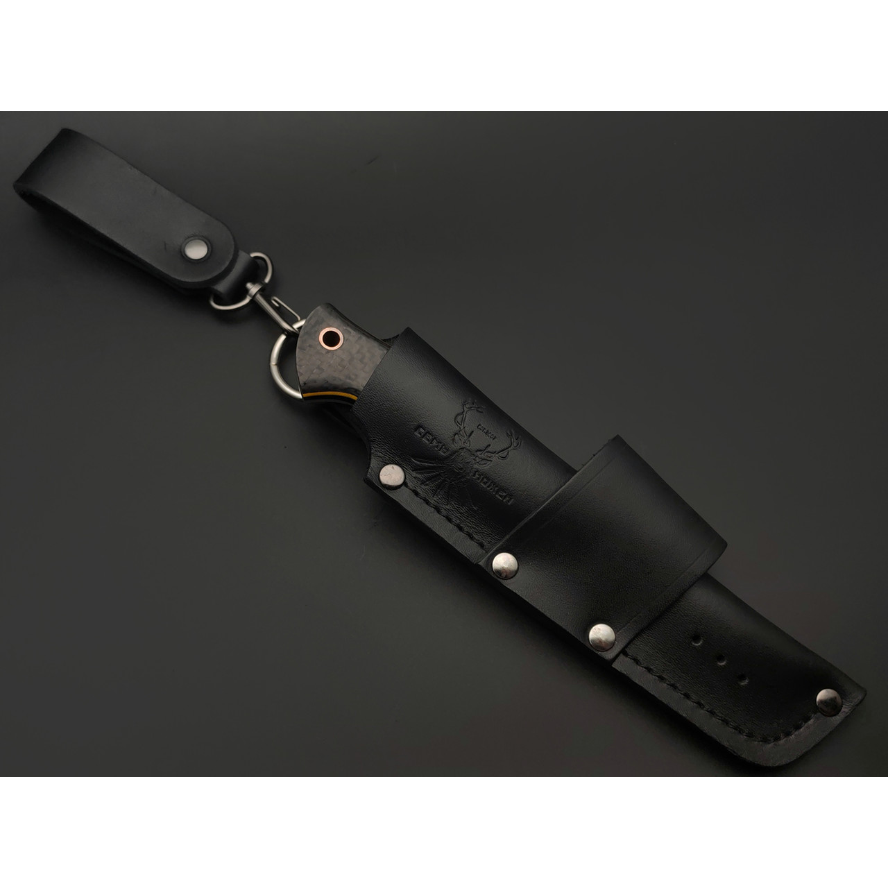 7 ножей нож Клык малый сталь PGK satin, рукоять Carbon fiber, G10 yellow & black