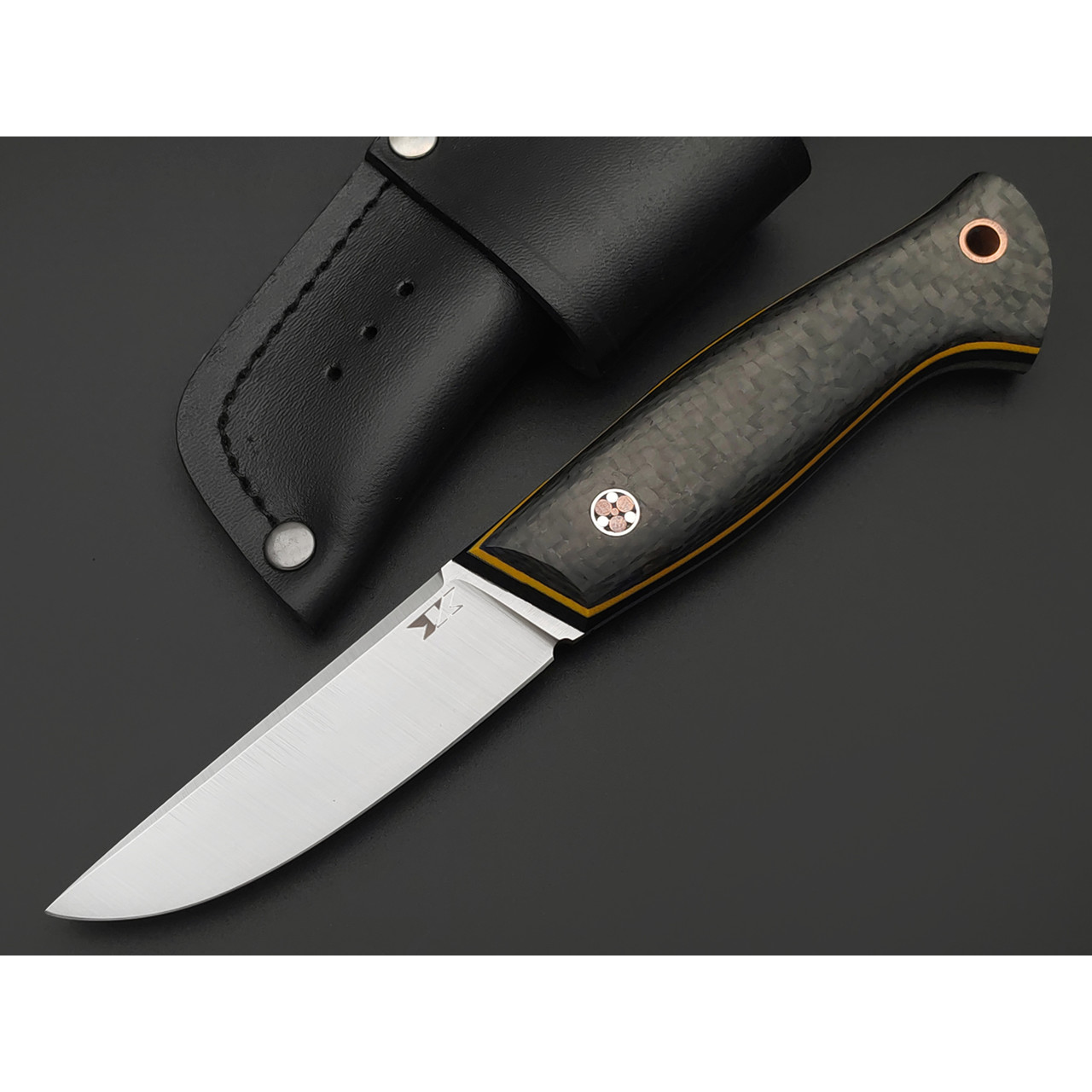 7 ножей нож Клык малый сталь PGK satin, рукоять Carbon fiber, G10 yellow & black