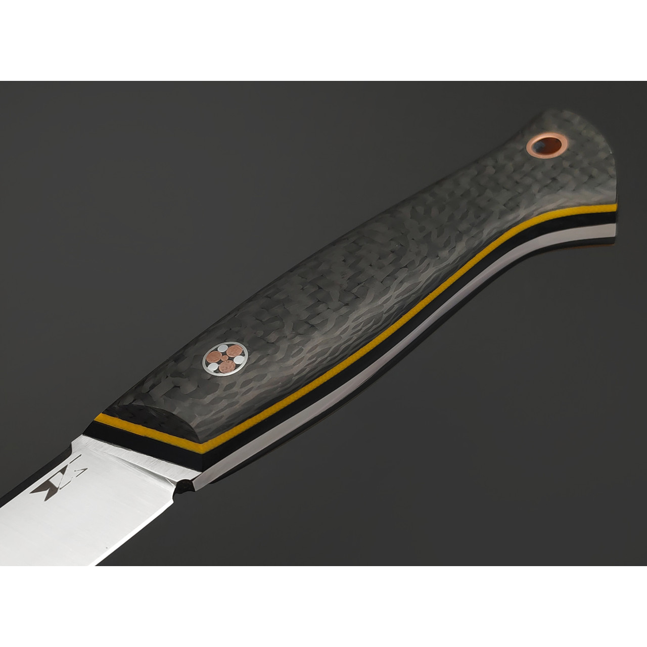 7 ножей нож Клык малый сталь PGK satin, рукоять Carbon fiber, G10 yellow & black