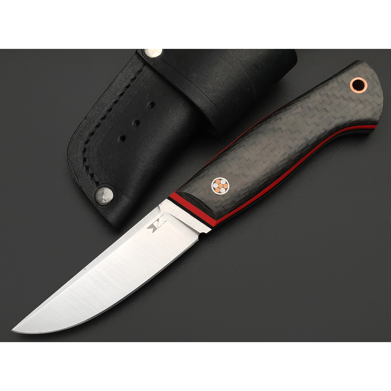 7 ножей нож Клык малый сталь PGK satin, рукоять Carbon fiber, G10 red & black