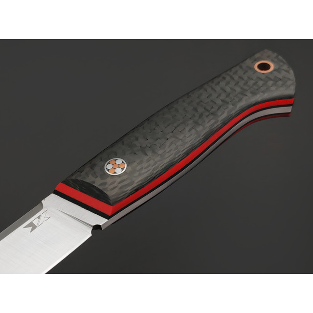 7 ножей нож Клык малый сталь PGK satin, рукоять Carbon fiber, G10 red & black