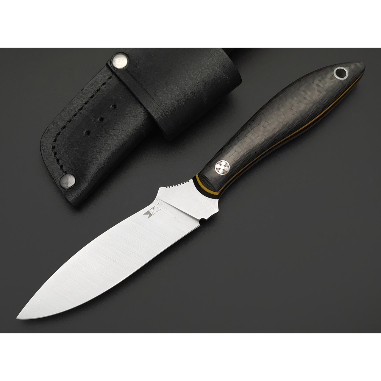 7 ножей нож Канадец сталь N690 satin, рукоять Carbon fiber, G10 black & yellow