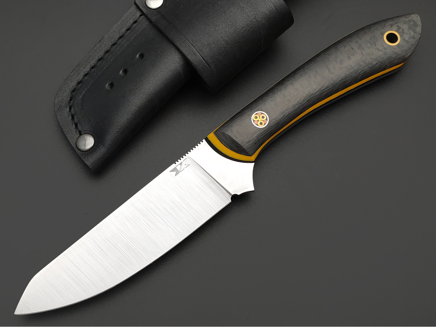 7 ножей нож Ц1 сталь N690 satin, рукоять Carbon fiber, G10 yellow & black