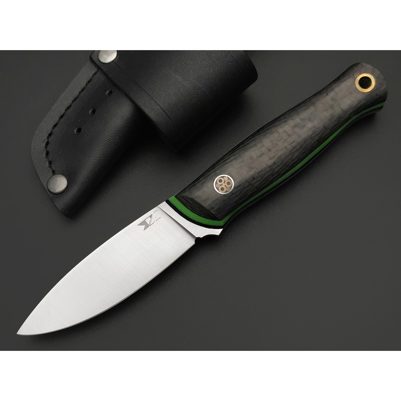 7 ножей нож Колибри сталь PGK satin, рукоять Carbon fiber, G10 green & black