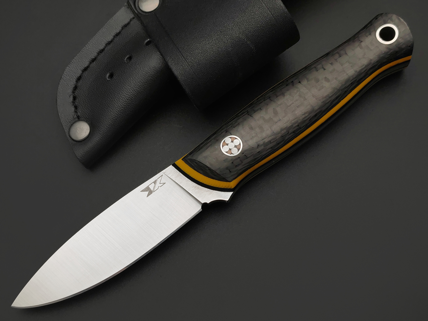 7 ножей нож Колибри сталь PGK satin, рукоять Carbon fiber, G10 yellow & black