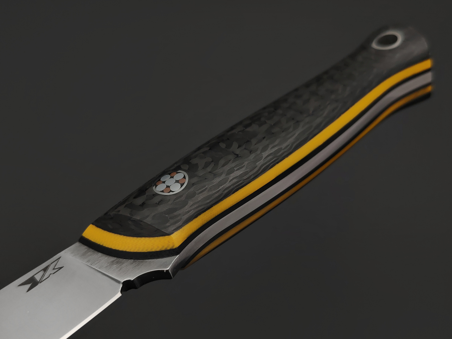 7 ножей нож Колибри сталь PGK satin, рукоять Carbon fiber, G10 yellow & black