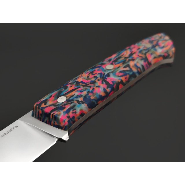 Кметь нож КМ-051 Кроха ЦМ сталь M390, рукоять Micarta chaotic, ножны Kydex