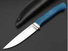 Кметь нож КМ-052 Клык-М сталь M390, рукоять Micarta blue, мельхиор