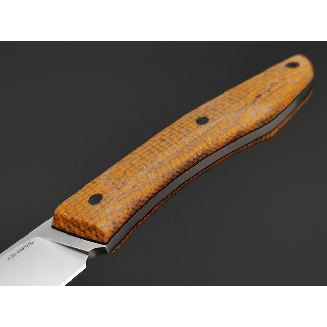 Кметь нож КМ-060 Хаунд ЦМ сталь Elmax, рукоять Micarta jute orange, пины карбон