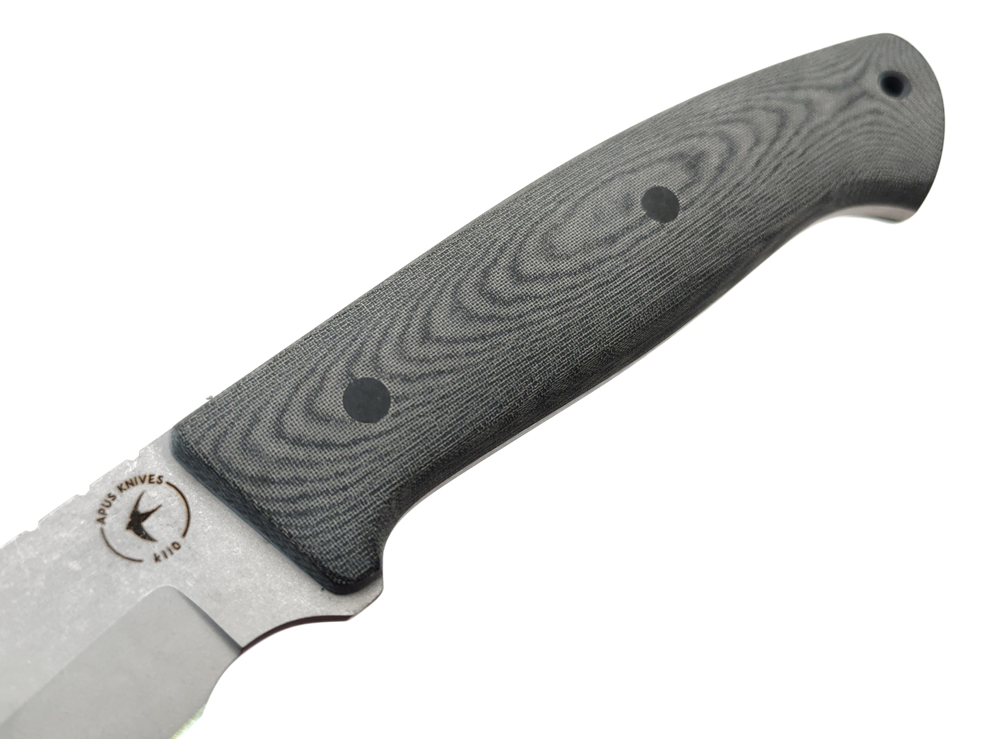 Apus Knives нож Stinger сталь K110 stonewash, рукоять Микарта серая, пины карбон