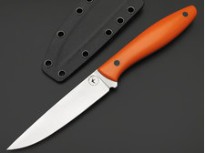 Apus Knives нож Paring Max сталь K110 satin, рукоять Micarta orange, пины карбон