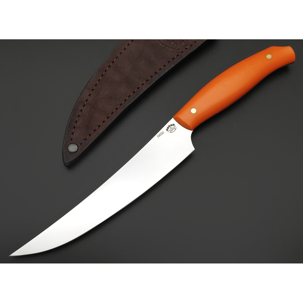 Товарищество Завьялова малый филейный нож №2 сталь N690, рукоять G10 orange