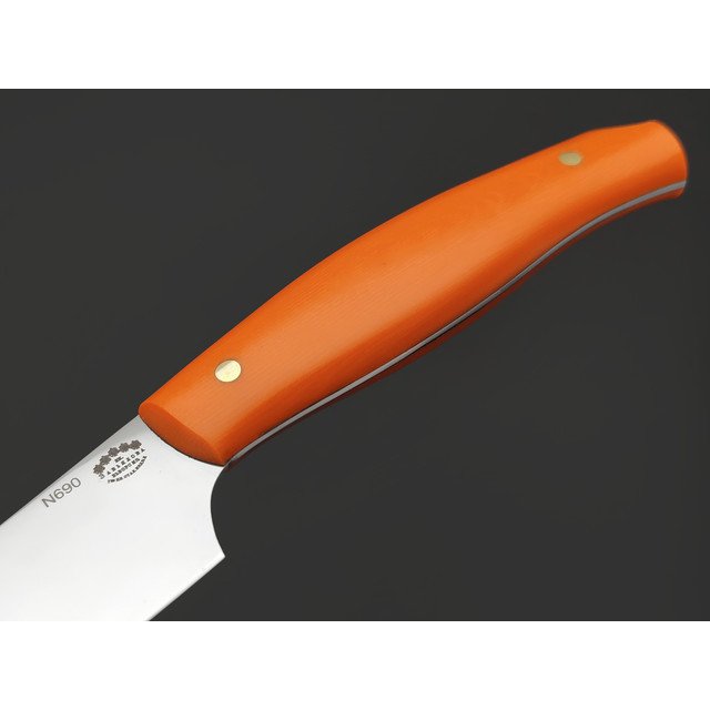Товарищество Завьялова малый филейный нож №2 сталь N690, рукоять G10 orange