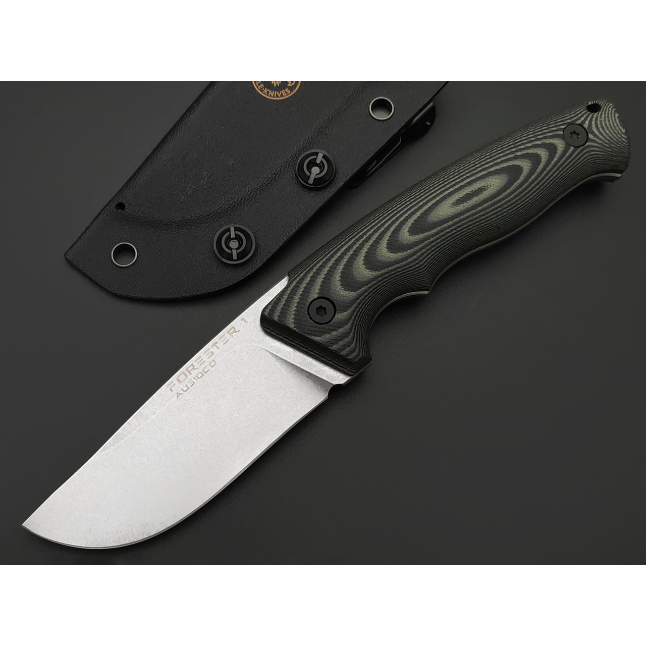Eagle Knives нож Forester 1 сталь Aus10Co стоунвош, рукоять G10 black & green, ножны Kydex