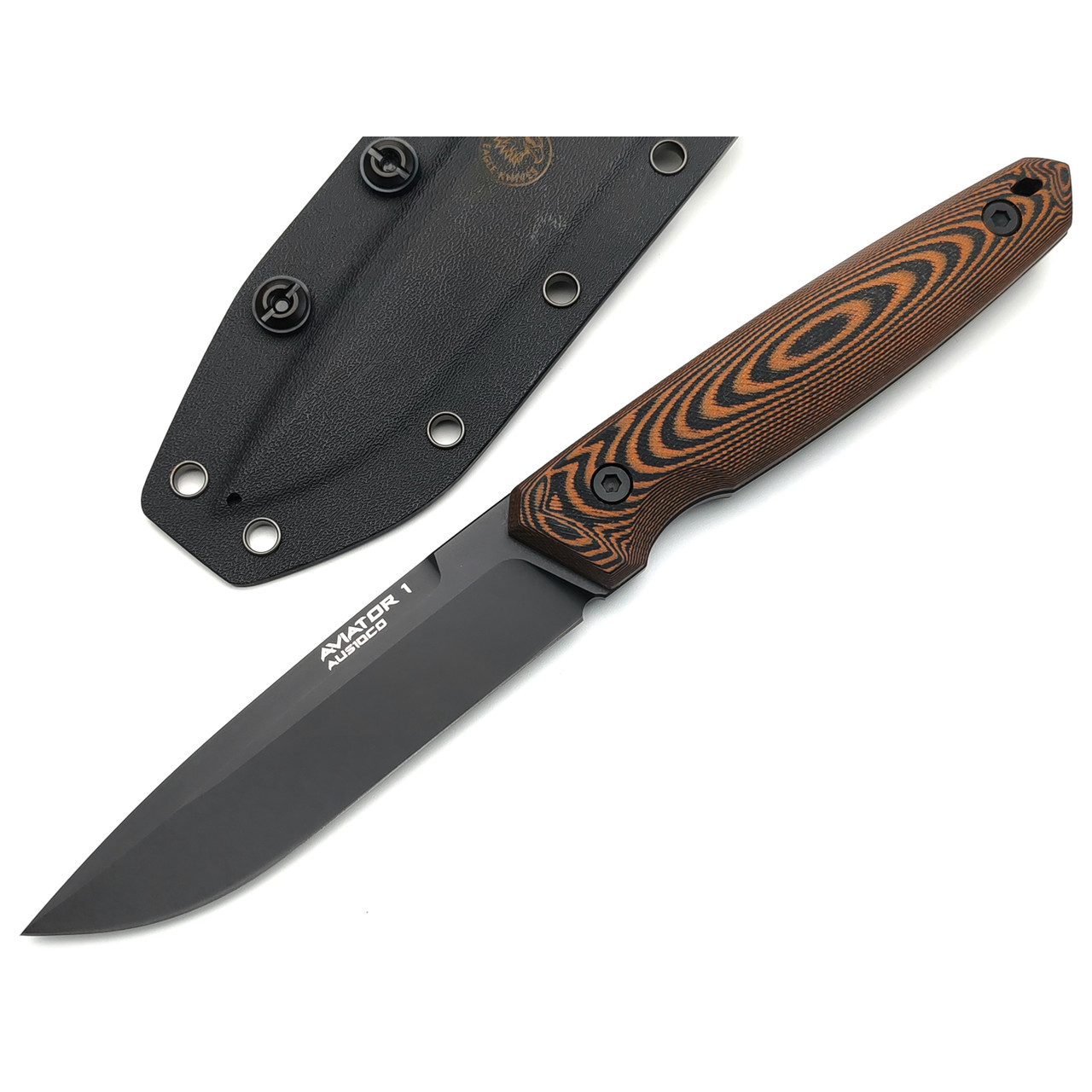 Eagle Knives нож Aviator 1 сталь Aus10Co black, рукоять G10 black & orange, ножны Kydex