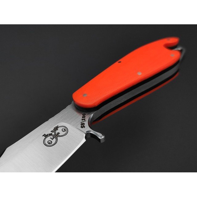 1-й Цех нож Мини Сиськи сталь 440C сатин, рукоять Micarta safety orange & black