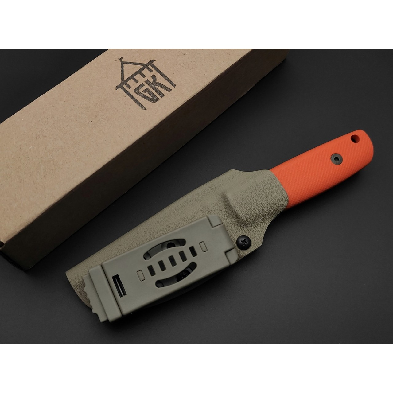 Град Горький нож Техно-Томми сталь VG-10 satin, спуски конвекс, рукоять G10 orange & black